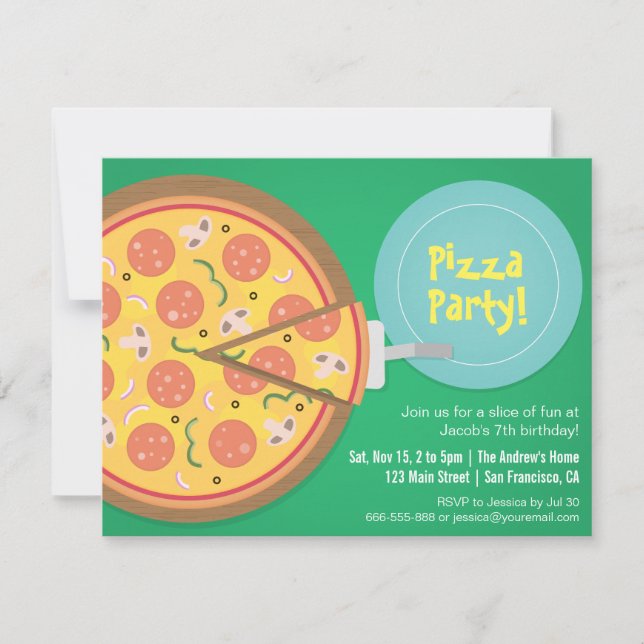 Invitation Fête d'anniversaire des Ados de Pizza (Devant)
