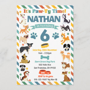 Invitation Fête d'anniversaire des Animaux Chien Chiot