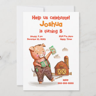 Invitation Fête d'anniversaire des animaux de ferme