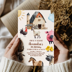 Invitation Fête d'anniversaire des animaux de ferme