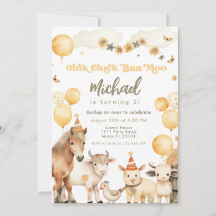 Invitation Fête d'anniversaire des animaux de la ferme