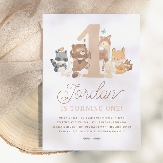 Invitation Fête d'anniversaire des animaux de la forêt pour u (Créateur téléchargé)