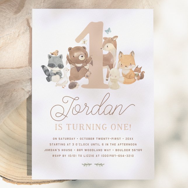 Invitation Fête d'anniversaire des animaux de la forêt pour u (Créateur téléchargé)