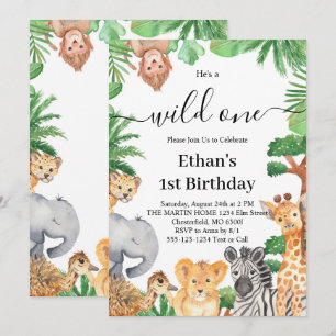 Invitation Fête d'anniversaire des animaux de safari de la ju