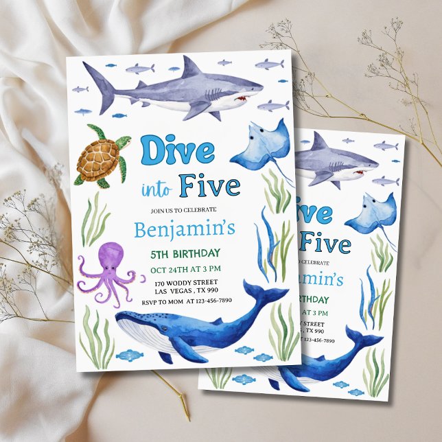 Invitation Fête d'anniversaire des animaux sous la mer (Under the Sea Animals Birthday Party Invitation
)