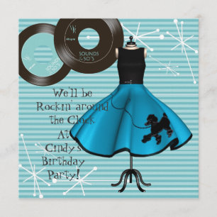 Invitation Fête d'anniversaire des années 1950