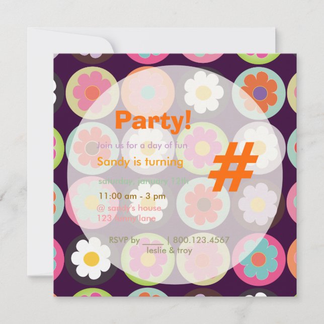 Invitation Fête d'anniversaire des années 60 Super (Devant)