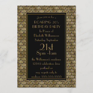 Invitation Fête d'anniversaire des Années Folles Art Déco No