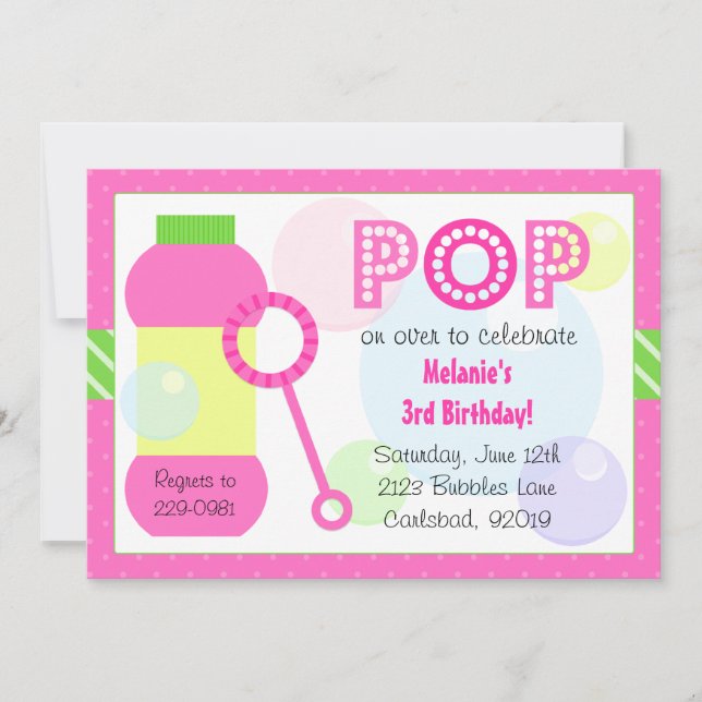 Invitation Fête d'anniversaire des Bulles (Devant)