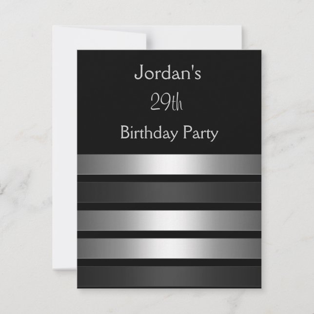 Invitation Fête d'anniversaire des Charcoal Silver Stripes 29 (Devant)