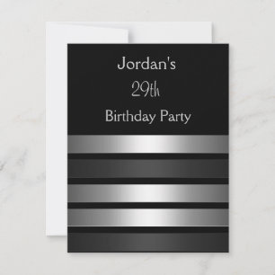 Invitation Fête d'anniversaire des Charcoal Silver Stripes 29
