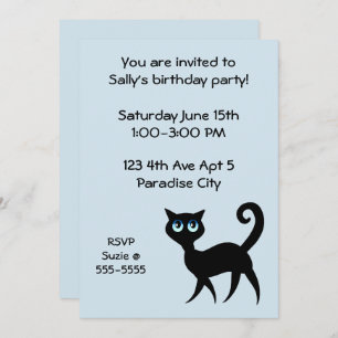 Invitation Fête d'anniversaire des chats bleus et noirs