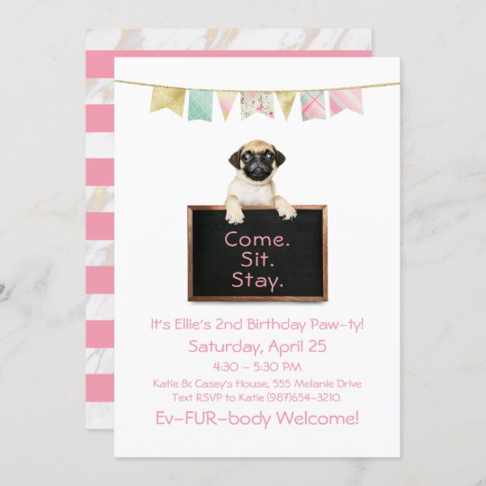 Invitation Fete D Anniversaire Des Chiens Pour Les Filles Car Zazzle Fr