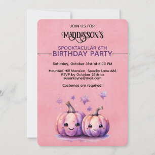 Invitation Fête d'anniversaire des Citrouilles de Kawaii