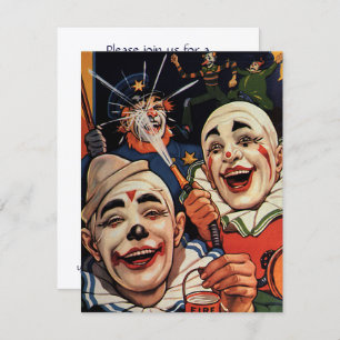 Invitation Fête d'anniversaire des Clowns du cirque Vintage