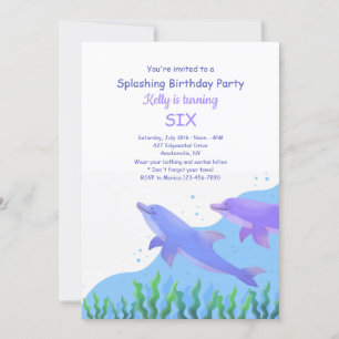 Invitation Fête d'anniversaire des dauphins