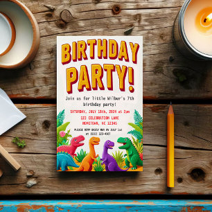 Invitation Fête d'anniversaire des dinosaures pour enfants co