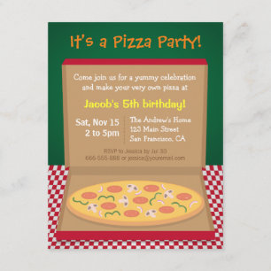 Invitation Fête d'anniversaire des enfants avec pizza colorée