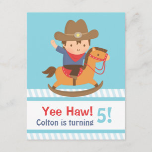 Invitation Fête d'anniversaire des enfants cow-boy western Ye