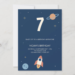 Invitation Fête d'anniversaire des enfants dans l'espace avec