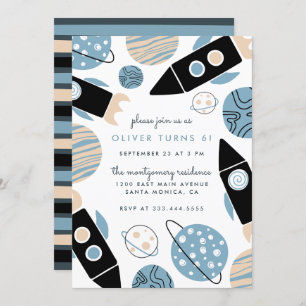 Invitation Fête d'anniversaire des enfants d'espace