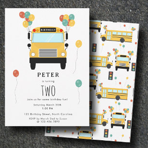 Invitation Fête d'anniversaire des enfants du bus scolaire ja