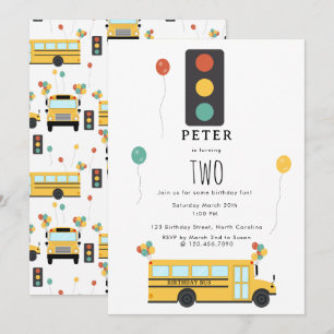 Invitation Fête d'anniversaire des enfants du bus scolaire ja