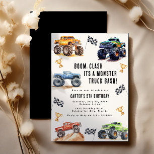 Invitation Fête d'anniversaire des Enfants Monster Trucks