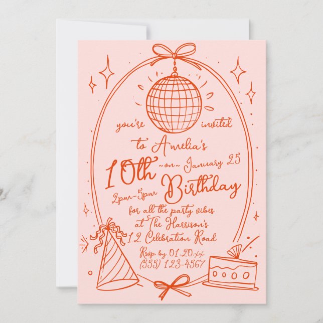 Invitation Fête d'anniversaire des enfants Retro Disco Ball  (Devant)
