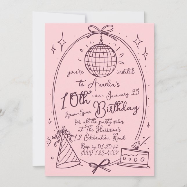 Invitation Fête d'anniversaire des enfants Retro Disco Ball  (Devant)