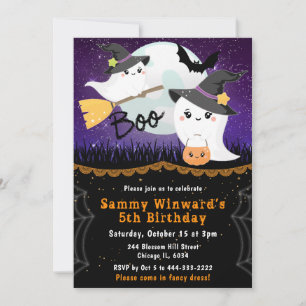 Invitation Fête d'anniversaire des fantômes d'Halloween Boo