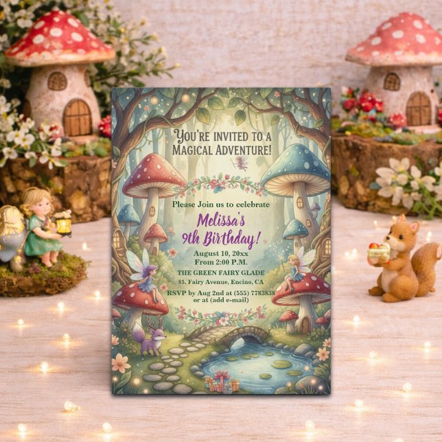 Invitation Fête d'anniversaire des fées de la forêt enchantée (Créateur téléchargé)