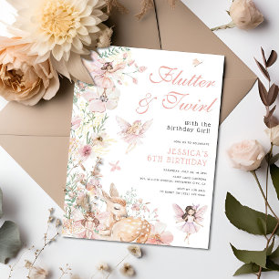 Invitation Fête d'anniversaire des Fées Magiques Aquarelle Fa