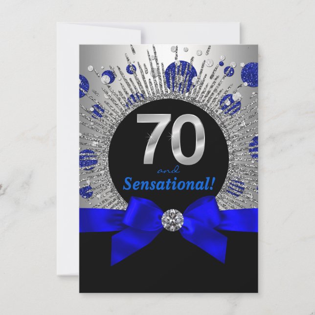 Invitation Fête d'anniversaire des femmes 70e Royal Blue and  (Devant)