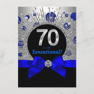 Invitation Fête d'anniversaire des femmes 70e Royal Blue and