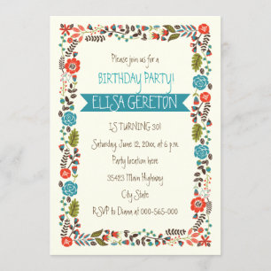 Invitation Fête d'anniversaire des femmes à la frontière fleu