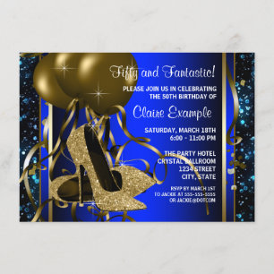 Invitation Fête d'anniversaire des femmes à talons hauts bleu