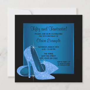 Invitation Fête d'anniversaire des femmes Aqua Blue High Heel