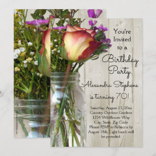 Invitation Fête d'anniversaire des femmes florales roses
