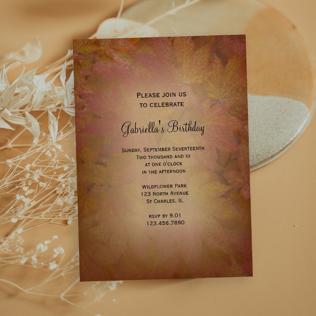 Invitation Fête d'anniversaire des Feuilles de l'érable d'aut (Créateur téléchargé)