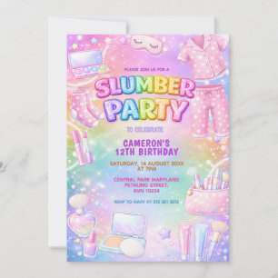 Invitation Fête d'anniversaire des filles au glitter pastel