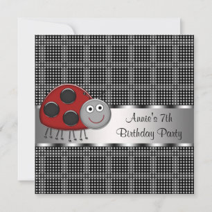 Invitation Fête d'anniversaire des filles coccinelles rouges