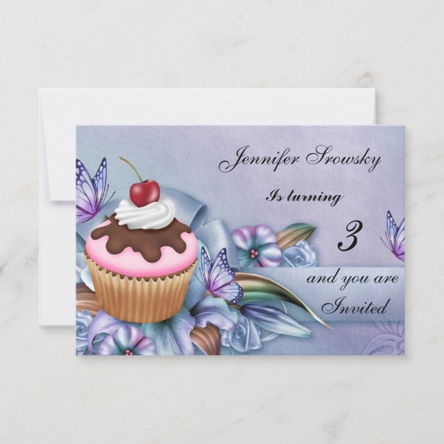 Invitation Fête d'anniversaire des filles Cupcake (Devant)