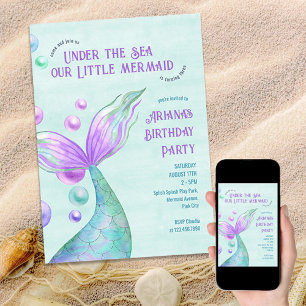 Invitation Fête d'anniversaire des filles de la Petite Sirène