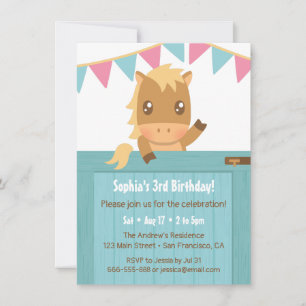 Invitation Fête d'anniversaire des filles de l'écurie bleue d
