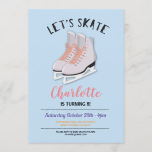 Invitation Fête d'anniversaire des filles de patinage sur gla