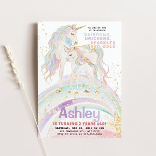 Invitation Fête d'anniversaire des filles licorne magique