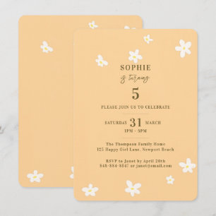 Invitation Fête d'anniversaire des filles marguerites jaunes