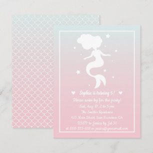 Invitation Fête d'anniversaire des filles silhouette de sirèn