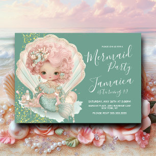 Invitation Fête d'anniversaire des filles sirènes coquettes 